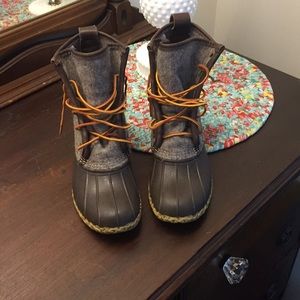 ❤️ L.L. Bean Grey Brown wool short bean boots 7 ❤️